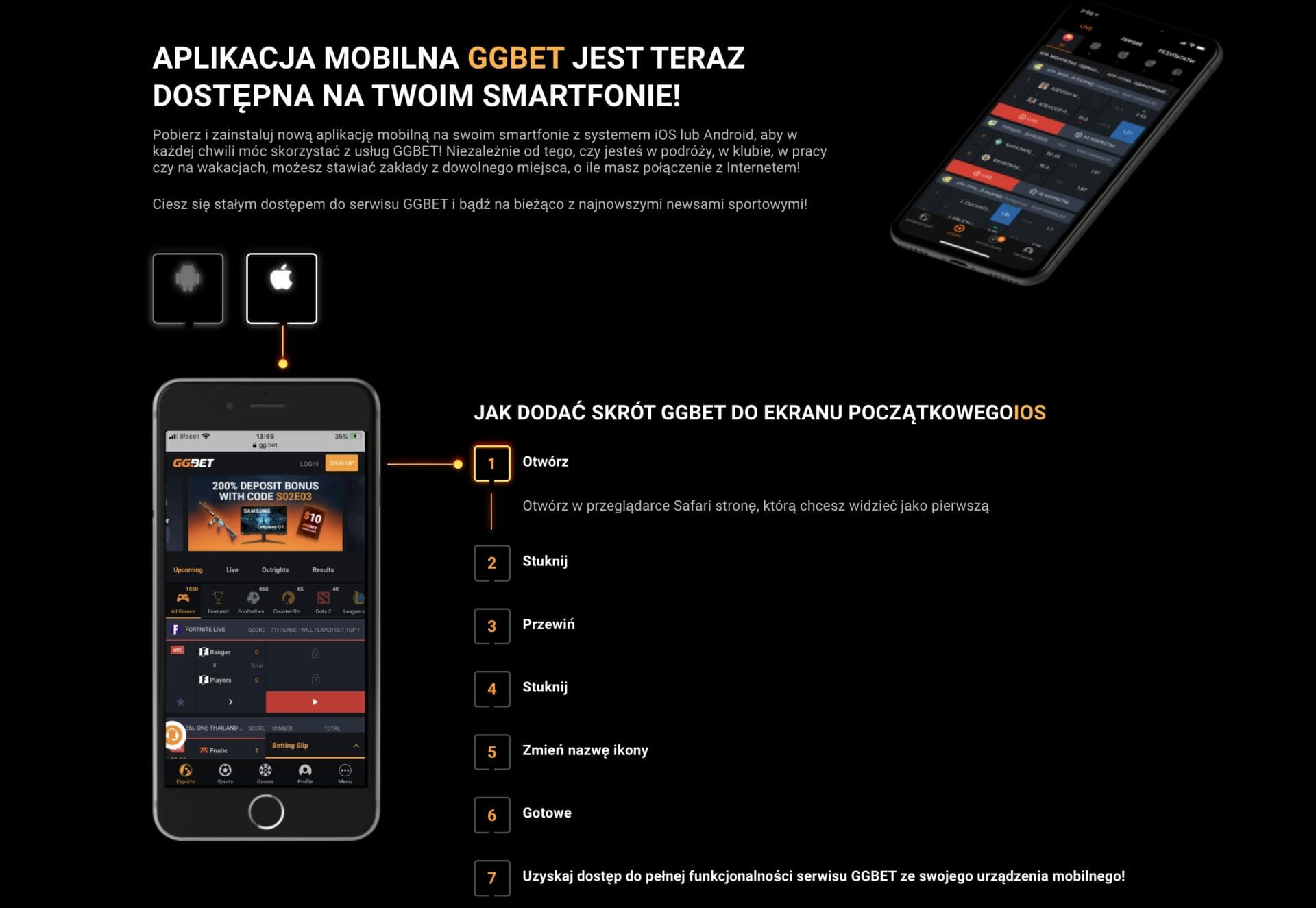 GGBet Aplikacja mobilna IOS